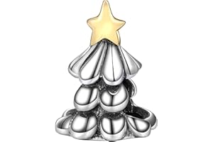 Andante-Stones Argento Massiccio 925 Originale Oro Perlina Bead Albero di Natale Ciondolo da Donna Charm per bracciali e collane Europei + Sacchetto di Organza