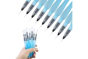 JRSHIRLEYLTD Lot de 9 pinceaux à eau vides en plastique - Avec réservoir d'eau rechargeable - Pour aquarelle et peinture débutant