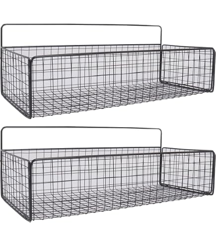 2 Stück Drahtkorb Für Wandgitter Schwarz – Metallkorb Zum Einhängen, Küchenorganizer