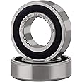 XIKE 2 pcs 6002-2RS Ball Bearings 15x32x9mm Bearing Steel and Double Rubber Seals, 6002RS Deep Groove Ball Bearing with Shields
