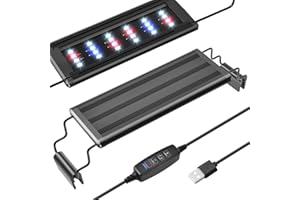 ‎FEDOUR FEDOUR USB Mini Aquarium LED Light, Vollspektrum Aquarienbeleuchtung mit ausziehbaren Halterungen, Verstellbare Aquarienpflanzen Licht mit externem Controller, für Süßwassertank