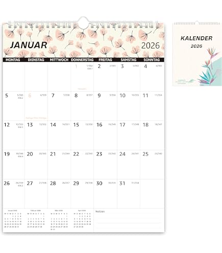 Mini-Wandkalender 2025–2026 – 16,4 X 21,6 Cm, 16 Monate Planung Für Schreibtisch, Küche & Reisen