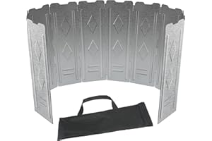 Sukudon Foldable Stainless Steel Camping Stove Windscreen with Carrying Bag - 10 Stainless Steel Plate, 150x50cm Folding Wind Shield - Outdoor Camping Accessories for Camp Kitchen & Hiking Gear