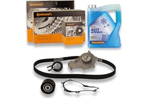 LOTT-AUTOTEILE Contitech Wasserpumpe + Zahnriemensatz + 5L Kühlerfrostschutz blau