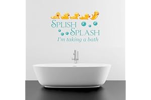 LightningSigns Bath Time Ducks Splish Splash Quote Kids Wall Stickers Art BATHROOM (Teal)