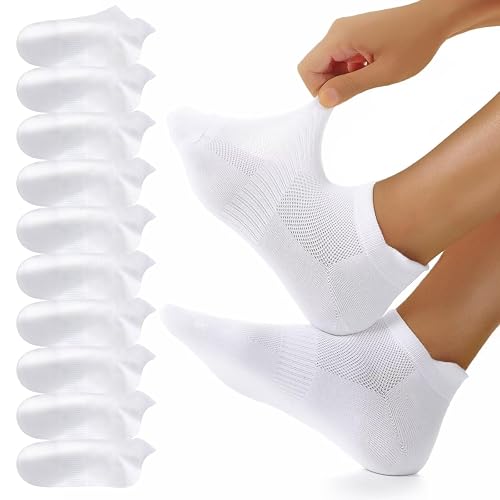 YouShow Cotton Trainer Socks 10 Pairs, Ankle Socks for Men and Women Sports Socks Non Slip Running Socks Anti Blister