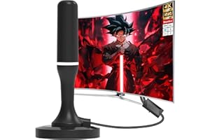 QGCLEARSO 2026 Indoor TV Aerial-Freeview Aerial with 360° Signal Reception, Magnetic Base,Long Range Digital Antenna with 3M Coaxial Cable -Supports 4K/Full HD Freeview TV