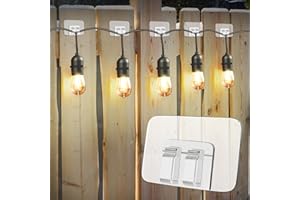 MOONATEEN 20Pcs Hooks for Outdoor String Lights Clips: Heavy Duty Cable Clips with Waterproof Adhesive Strips for Hanging Christmas Light - Outside UV-Resistant Clear Sticky Cord Holders Rope Organizer