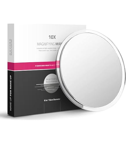 ISFORU Specchio Ingranditore 15x Con 3 Ventose – Per Trucco Di Precisione, Punti Neri E Pinzette, Portatile Con Custodia