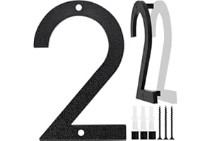 XINGWENHAO Número Grande para Casa en Negro, 20cm, Placa Flotante de Número de Casa, Número de Calle/Puerta en Plástico ABS Efecto 3D para Oficinas, Buzones, Garajes (Numero 2)