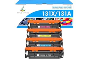 True Image Cartouche de Toner Compatible pour HP 131X 131A CF210X CF210A Laserjet Pro 200 Color MFP M276nw M251nw CP1215 CP1515n CM1312 CM1415 128A CE320A 125A CB540A (Noir Cyan Jaune Magenta, Pack 4)