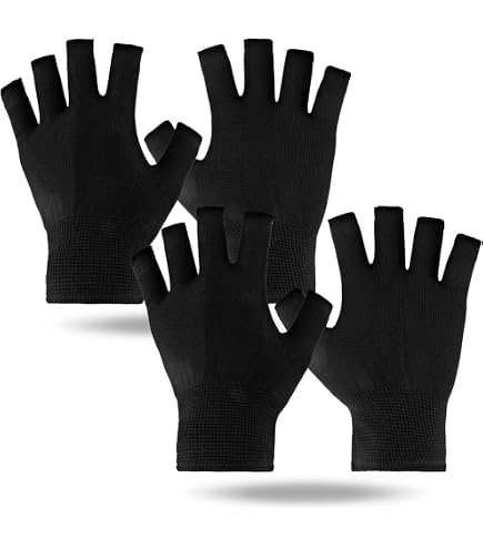 Fingerlose Manikre Handschuhe 2er Set UV-Schutzhandschuhe Fr Ngel UPF50+  - Fingerlos Manikre Handschuhe Schwarz Wei