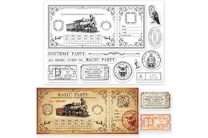 GLOBLELAND Tampons Transparents Vintage en Forme de Billet de Train pour Scrapbooking, Cachet Postal Rétro en Silicone, Tampons Transparents pour la Fabrication de Cartes