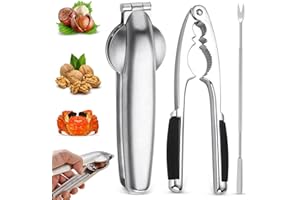 NHYDZSZ Dziadek do orzechów, 1 metalowy dziadek do orzechów włoskich + 1 szt. szczypce do kasztanów, klips z bardzo dobrym przenoszeniem siły, szlachetny i stabilny otwieracz do orzechów do każdej