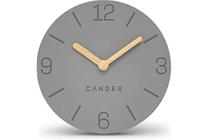 ‎CANDER BERLIN Cander Berlin MNU 2615 H Graue Tischuhr batteriebetrieben ohne Tickgeräusche Vintage analog modern Holzzeiger MDF 15 cm