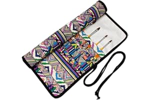 Amoyie Roll-up Paint Brush Holders for Acrylic Oil Watercolor Gouache Art Paint, Large Capacity Brush Carrier Pouch with 20 Holes, Purple Stripes