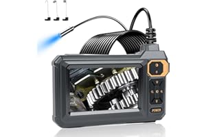 HNCY Camera Endoscopique Professionnelle, Caméra d'Inspection Canalisation 4.3" Ecran IPS 1080P HD, IP67 Etanche, Câble Semi-Rigide 5M Snake Cam, 8 LEDs, pour Diagnostic Auto, Mécanique, Plomberie