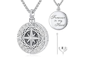 Friggem Collar Brújula Hombre 925 Plata de Ley Brújula Colgante Moda Joyería, Adecuado para Día del Recuerdo Graduación de Navidad para Hombre Mujer Regalos