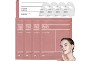 KENVORA Maschera Collagene Viso - 4 Pezzi Maschere Viso Coreana, Collagene Real Deep Mask Overnight, Skincare Coreana Maschere Viso Idratante Notte Donna Korean Face Mask, Affinamento dei Pori