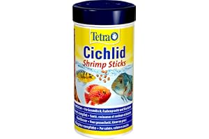 Tetra Cichlid räkor pinnar – balanserad och fullvärdig fiskmat för alla köttätande ciklider, med hög räkor, 250 ml burk