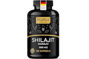 ‎RAIBU Shilajit Original Himalaya (Mumijo) - 1300 mg pro Tagesdosis: nur 2 Kapseln täglich - Original Shilajit aus dem Himalaya - 120 Kapseln- laborgeprüft, vegan, Ohne Zusätze - Raibu