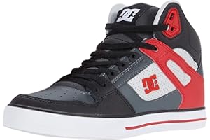 DC Shoes Pure High-Top - Leather High-Top Shoes - Leather High-Top Shoes - Men Grey Red