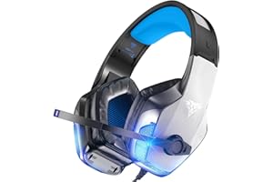 BENGOO Gaming Headset für Xbox One, PS4, PC, Controller, Noise Cancelling Over-Ear-Kopfhörer mit Mikrofon, LED Licht Bass Surround Soft Memory Earmuffs für PS2 Mac Nintendo Game Boy Advance Games