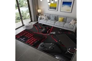 STICKER SUPERB. Teenager Jungs Teppiche Gamer Gamepad Wohnzimmer Schlafzimmer Dekor Teppiche Controller Player Kinder Spielteppich Küche Korridor Badezimmer Fußmatte Rutschfeste Matte (Schwarz,80x120 cm)