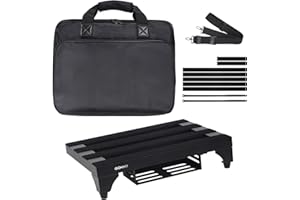 GOKKO Gitarren-Pedalboard aus Aluminiumlegierung, 35 x 28 cm, mit Netzteilhalterung, inklusive Tragetasche und Befestigungsbändern (Schwarz, GKA-14BK)