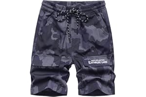 CAMLAKEE Short Cargo Garçon Bermuda Enfant Pantalon Court Été avec Taille Élastique