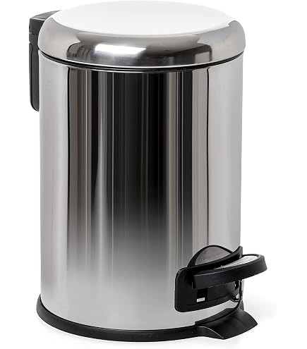 WENKO Secchio Pedale Serie Studio 5L - Grigio Opaco, Acciaio Verniciato Per Cucina E Bagno
