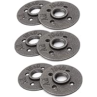 Rohrflansch Flansch,6 Stück Bohrungen Flansch Gewindeflansch Temperguss Heizung, Vintage Industrie Rohr Flansch für DIY…