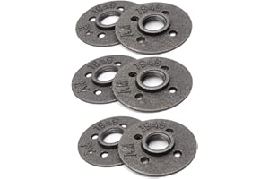 VIENTIANE Bride de Plancher, 6 Trous de Trous Bride Fileté Bride Malléable Bride de Tuyau en Fer Vintage Industrielle pour Décoration de Bricolage Artisanat, Cuisine, Chambre à Coucher, Bar, Restaurant (DN20)