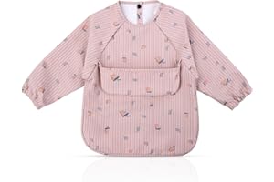 Vicloon Baby śliniaczek z długim rękawem, wodoodporny śliniak bez rękawów z kieszenią, śliniaczek dla dzieci do żywności Art Craft Painting Painting Play od 6 miesięcy do 12 miesięcy