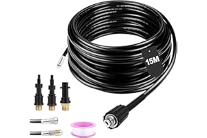 SOONHUA 15M Tubo di Sonda Sturatubi, 210 bar Kit Pulizia Tubi di Scarichi con 2 Ugelli compatibile con Karcher K2 K7, Lavor, Bosch, Parkside, Accessorio per idropulitrici