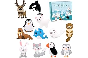 EPHOSHI 14PCS Polar Animals Sewing Kit for Kids,Sewing Craft Kit for Beginner, Make Your Own Animals Felt Sewing Kit,Educational DIY Felt Animals Kids Sewing Kit for Boys & Girls