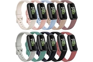 Wizvv Pack of 10 Silicone Wristbands Compatible with Fitbit Inspire 3, Soft Silicone Wristbands, Sport Replacement Wristband Compatible with Fitbit Inspire 3 Women Men