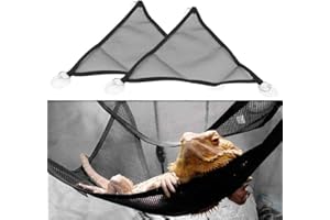 Alvinlite 2 Pieces Reptile Hammocks, Bearded Dragon Hammocks, Breathable Mesh Lizard Hammock, Reptile Habitat with Suction Cups, Reptile Bearded Dragon Accessories