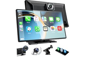 Volam 9 cali ekran Apple Carplay i Android radio samochodowe przenośne kompatybilne 1080P HD karta TF 64 GB wyświetlacz z przednią tylną kamerą Siri G00gle Mirror Link muzyka Bluetooth FM