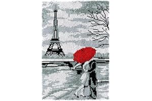 ROCKY&CHAO Knüpfhaken-Teppich-Set DIY-Knüpfhaken Teppichherstellungs-Set für Erwachsene Kinder Kreuzstich-Set Teppichherstellung Heimdekoration 60 x 40 cm （Paar Küssen）