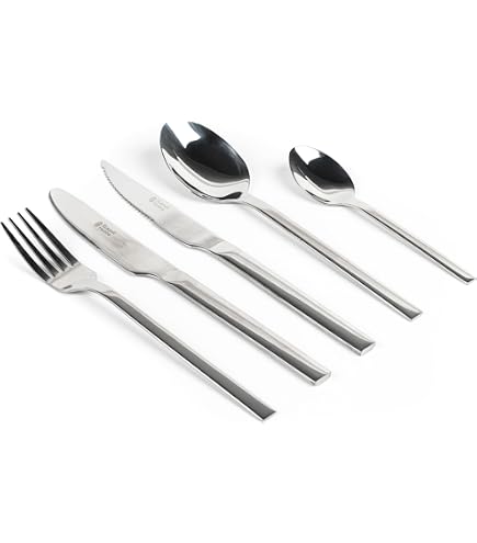 Set Posate 20 Pezzi Viners Avon 18/0 - Acciaio Inossidabile Con Finitura A Specchio, 4 Coltelli Da Bistecca Inclusi, Posate Eleganti Per La Tavola
