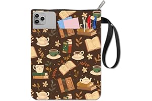 craspire Pochette de Livre de café Pochette de Livre Brun Tissu imperméable Boisson Lavable théière Cahier Sac de Poche Housse de Protection avec Fermeture éclair et Poche Avant pour Les lecteurs