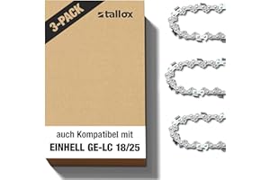 3 tallox Sägeketten 3/8" 1,1 mm 40 TG für 25 cm Schwert kompatibel für Einhell GE-LC 18/25 Li, Makita, Husqvarna, Oregon und mehr