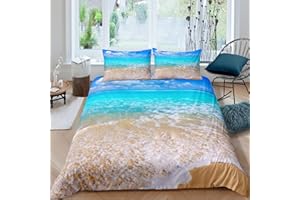 HOMEMISSING Set di biancheria da letto da spiaggia con copripiumino per bambini, ragazzi, ragazze, mare, hawaiano, copriletto, 3 pezzi, super king size