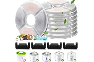 MUKKELA Katzenbrunnen Filter, 8 Stück Ersatzfilter & 4 Stück Vorfilterschwämme für 2/2,4L Trinkbrunnen Dreifaches Filtersystem Aktivkohlefilter für Blume Katze Wasserbrunnen Automatischen Wasserspender