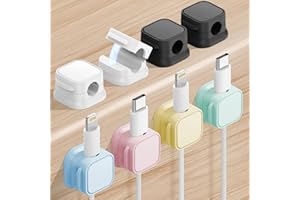MWELLEWM 8 Pack Magnetic Cable Clips, Desk Organizer Cable Management, Phone Adhesive Charger Clips Wire, USB Cord Manager Keeper for Home Office Desk Car Bedroom Nightstand Kitchen (Colorful)