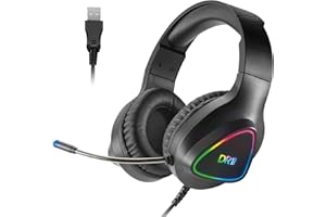 DR1TECH GrayEagle+ Auriculares Cascos Gaming Profesional para PC con Cable USB Y Micrófono - 7.1 Surround Sound New Gen - Auricolares RGB Over Ear con Driver 50mm (INMERSIÓN Total)