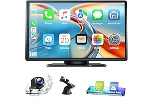 HOTPEAK Wireless Carplay & Android Auto, 9 Inch Wireless Car Stereo for Apple Carplay, Portable Car Radio Receiver with Rear Camera, Car Play Display with Voice Assistant, Bluetooth, Airplay, AUX,FM