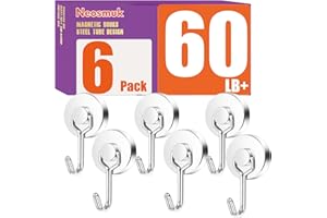Neosmuk Swing Magnetic Hooks for Cruise Cabins – Heavy Duty 60lb Strong Magnet Hooks, Cruise Essentials for Ship, Fridge, Wall, Ceiling, Door, Hanging and Decorations (Pack of 6, Silver)