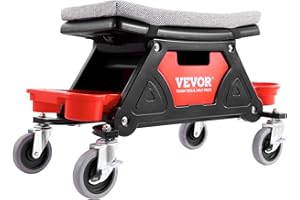 VEVOR Werkstatthocker Rollhocker 640 x 335 x 390 mm, 136 kg Belastbar Werkstatt Rollsitz Montagehocker Garagenhocker, Werkstatt-Arbeits-Hocker-Stuhl-Sitz inkl. Aufbewahrungsbox & Paletten, Mobil